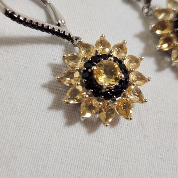 NIB Yellow Citrine Rhodium Over Silver Earrings 4.89ctw - Picture 5 of 7